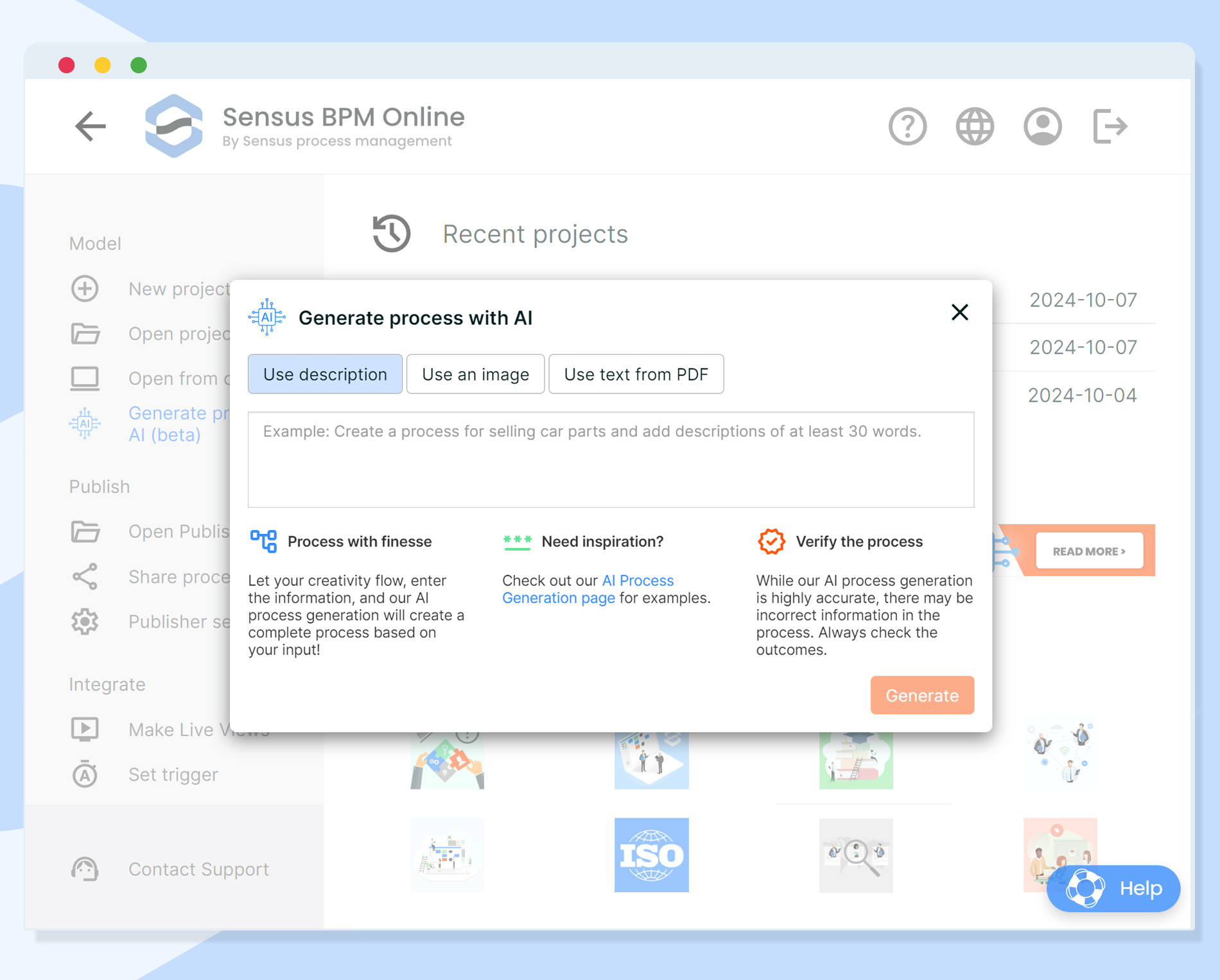 screenshot of Sensus BPM Online